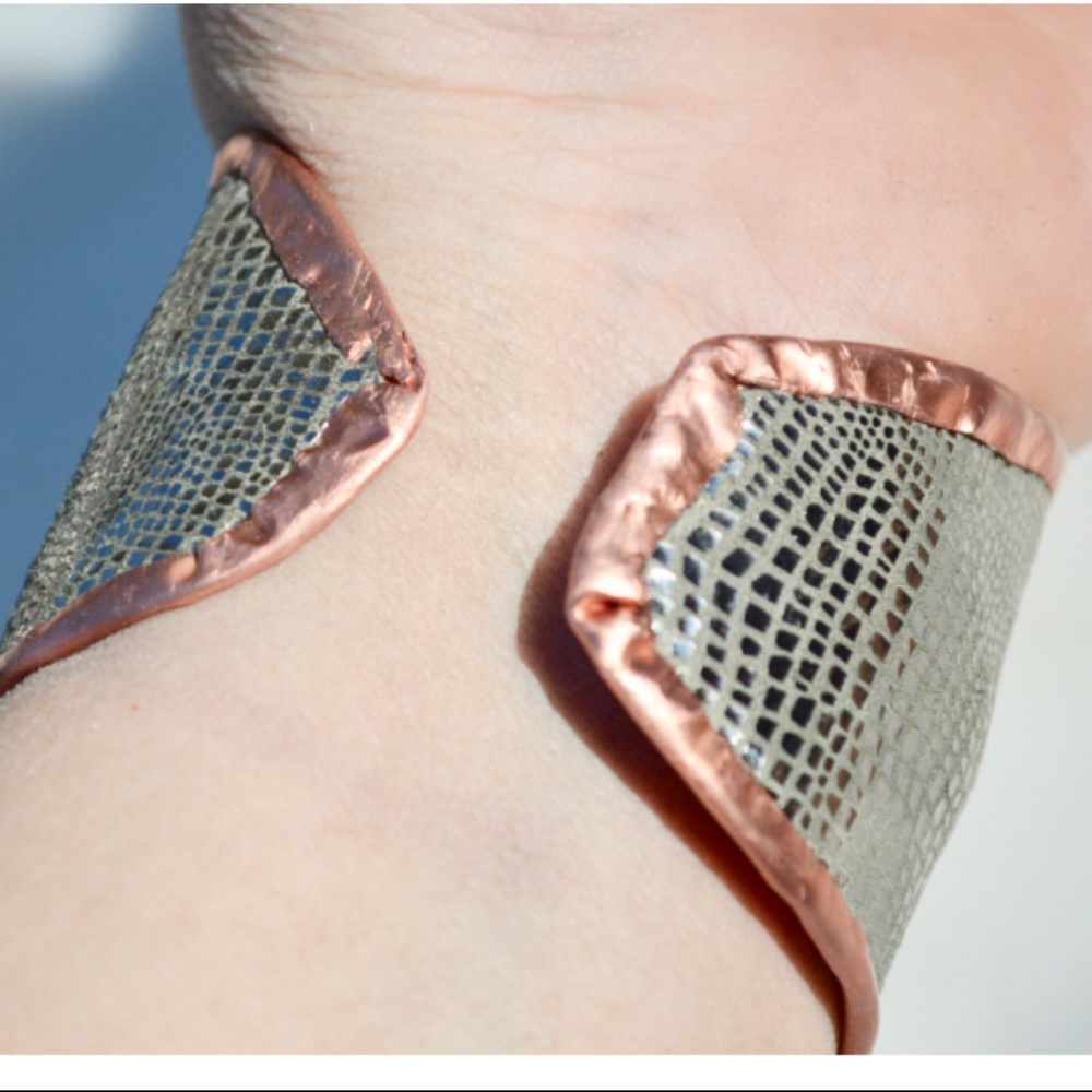 Silver Snake Skin Print Wide Copper Cuff Bracelet ONLY ENOUGH FOR ONE LEFT!!! - Picture 5 of 7